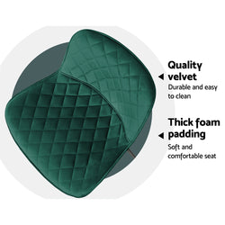 Set Of 2 Bar Stools Kitchen Stool Chairs Chair Velvet Barstool Barstools Green