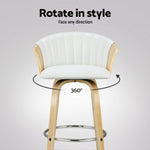 4x Bar Stools Swivel Leather Chairs Wooden