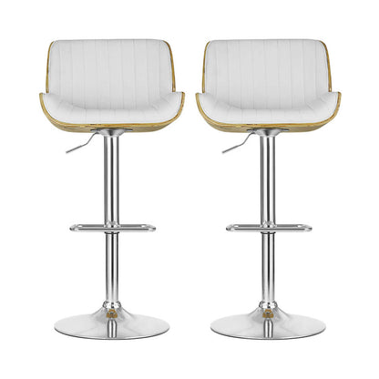 2x Bar Stools Adjustable Leather Chairs