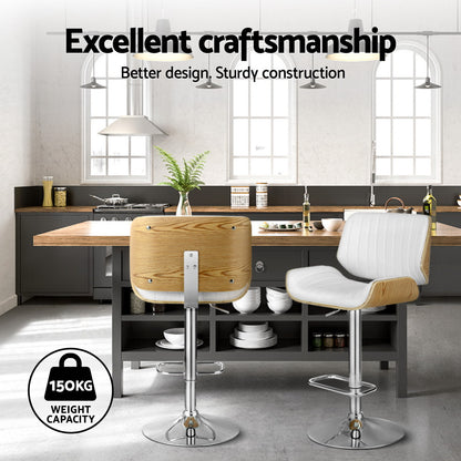 4x Bar Stools Adjustable Leather Chairs