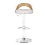 2X Bar Stools Adjustable Leather Padded White