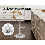2X Bar Stools Adjustable Leather Padded White