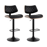 2x/4x Leather Bar Stools Gas Lift Design Black/White