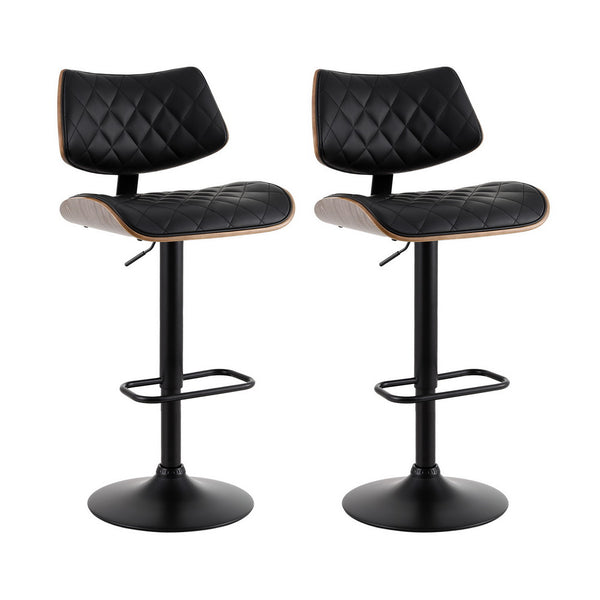  2x/4x Leather Bar Stools Gas Lift Design Black/White