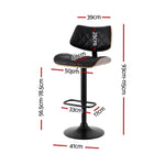 2x/4x Leather Bar Stools Gas Lift Design Black/White