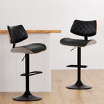 2x/4x Leather Bar Stools Gas Lift Design Black/White