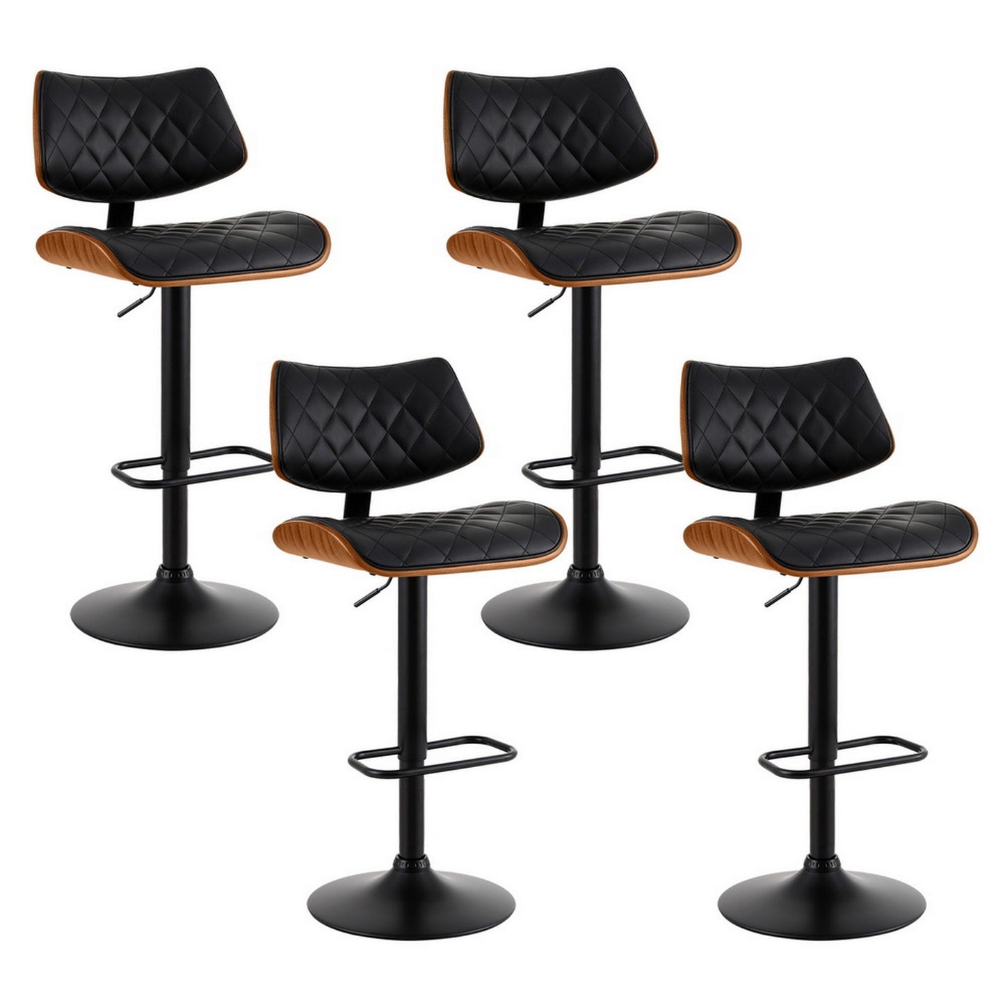 2x/4x Leather Bar Stools Gas Lift Design Black/White