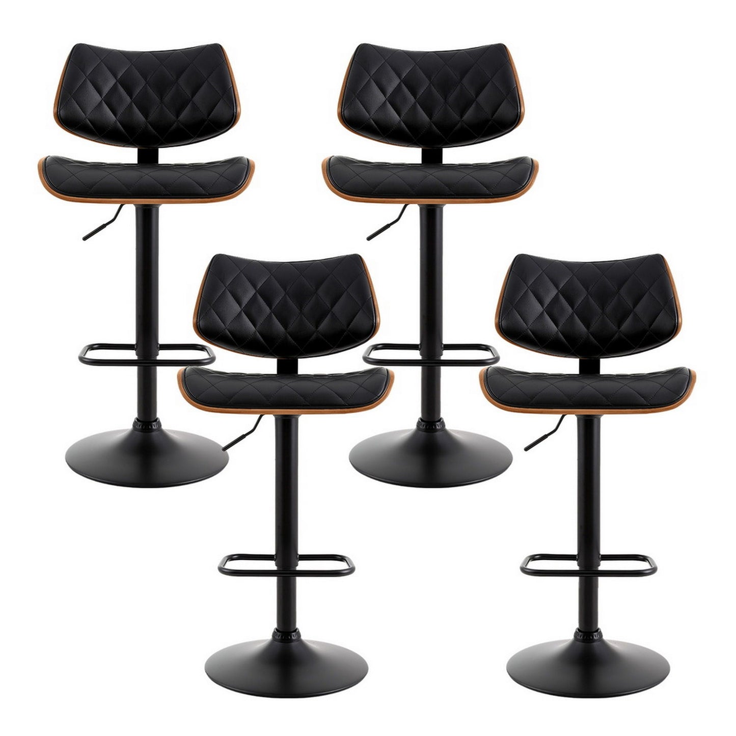 2x/4x Leather Bar Stools Gas Lift Design Black/White