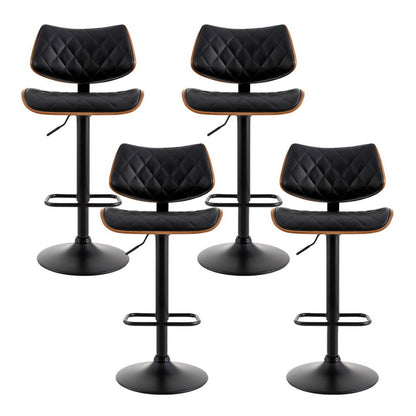 2x/4x Leather Bar Stools Gas Lift Design Black/White
