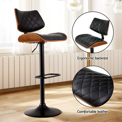 2x/4x Leather Bar Stools Gas Lift Design Black/White