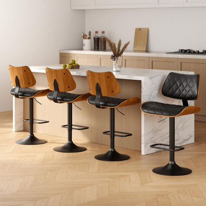 2x/4x Leather Bar Stools Gas Lift Design Black/White