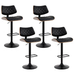 2x/4x Leather Bar Stools Gas Lift Design Black/White