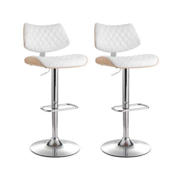  2x/4x Leather Bar Stools Gas Lift Design Black/White