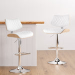 2x/4x Leather Bar Stools Gas Lift Design Black/White