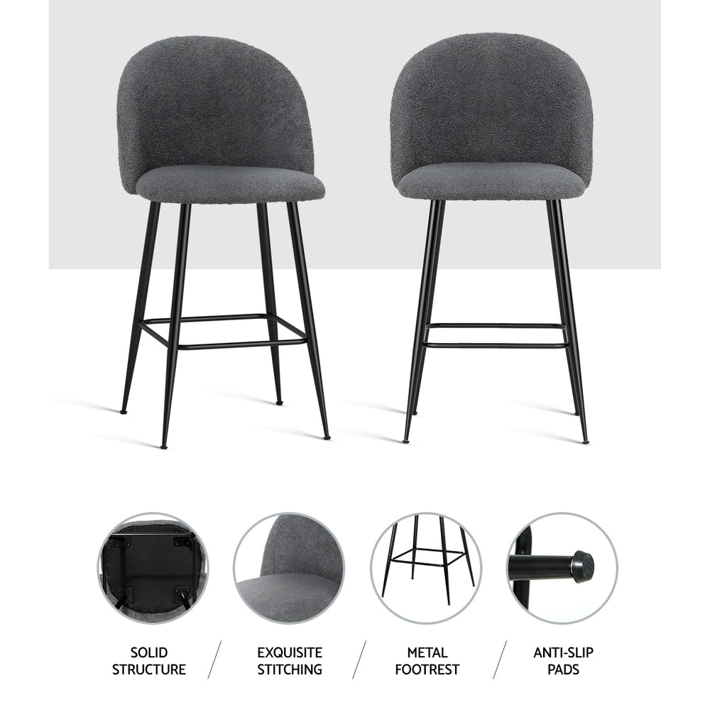 Bar Stools Kitchen Counter Barstools Sherpa Metal Chairs X2