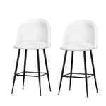 Set Of 2 Bar Stools Kitchen Dining Chair Stool White Chairs Sherpa Boucle
