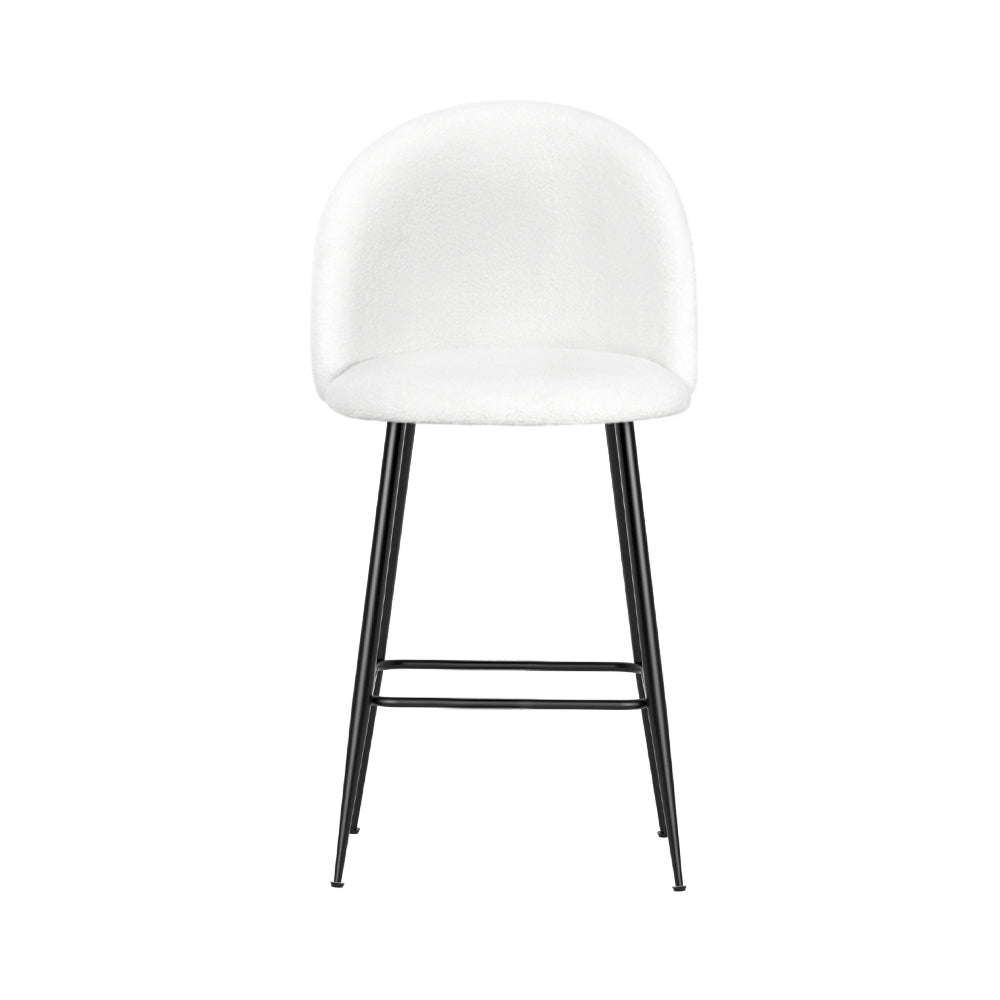 Set Of 2 Bar Stools Kitchen Dining Chair Stool White Chairs Sherpa Boucle