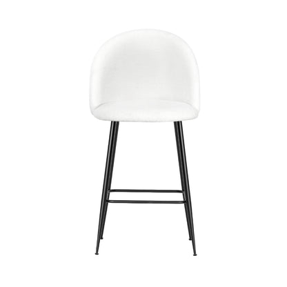 Set Of 2 Bar Stools Kitchen Dining Chair Stool White Chairs Sherpa Boucle