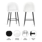 Set Of 2 Bar Stools Kitchen Dining Chair Stool White Chairs Sherpa Boucle