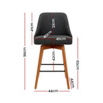 4X Bar Stools Swivel Seat Wooden Charcoal