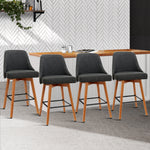 4X Bar Stools Swivel Seat Wooden Charcoal