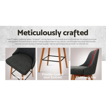 4X Bar Stools Swivel Seat Wooden Charcoal