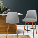 2X Bar Stools Swivel Seat Wooden Grey