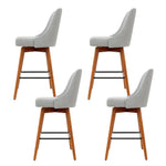 4X Bar Stools Swivel Seat Wooden Grey