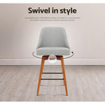 4X Bar Stools Swivel Seat Wooden Grey