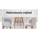 4X Bar Stools Linen Padded Wooden Grey