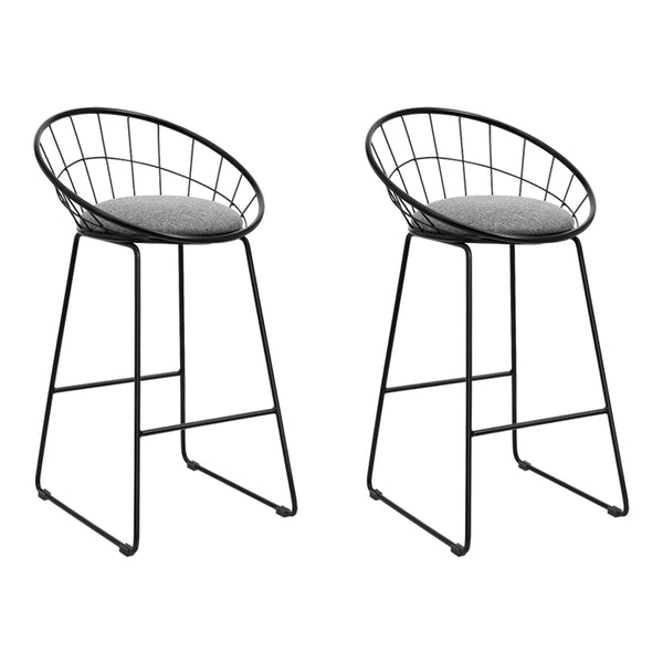  2X Bar Stools Padded Seat Metal