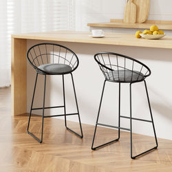 2X Bar Stools Padded Seat Metal