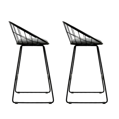 2X Bar Stools Padded Seat Metal