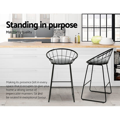 2X Bar Stools Padded Seat Metal