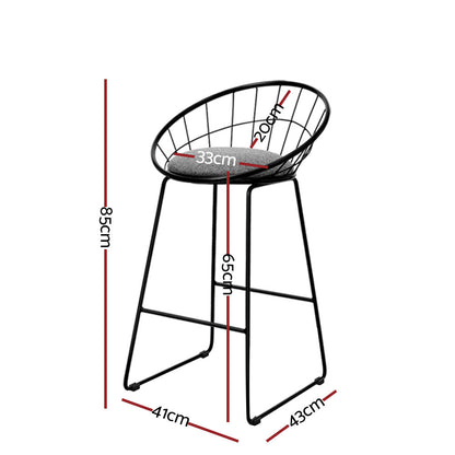 4X Bar Stools Padded Seat Metal