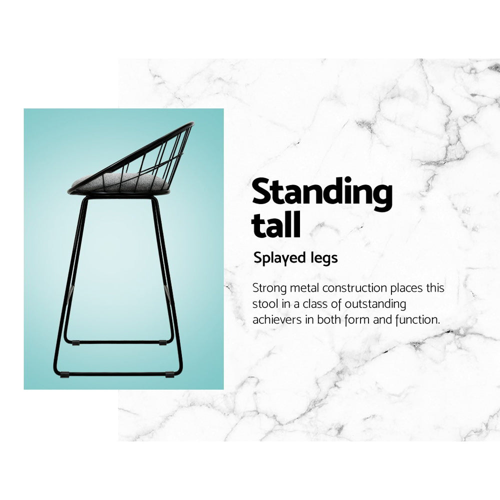 4X Bar Stools Padded Seat Metal