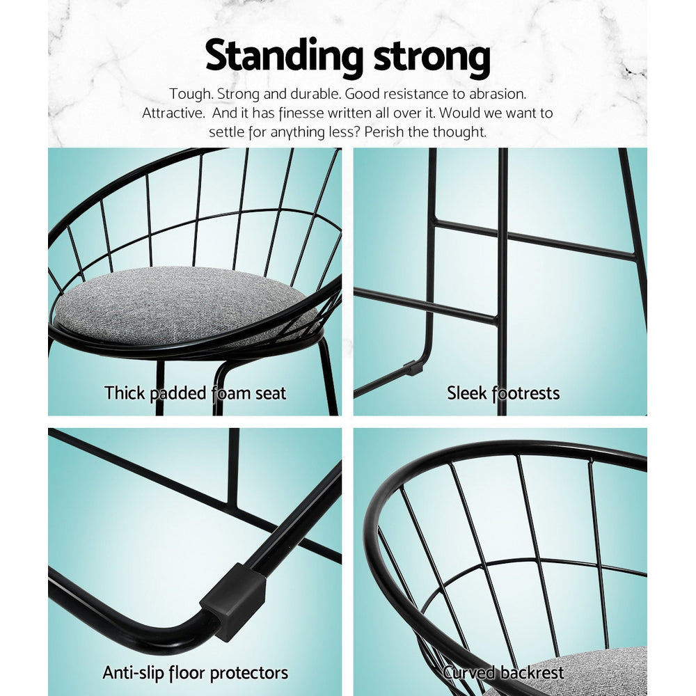 4X Bar Stools Padded Seat Metal
