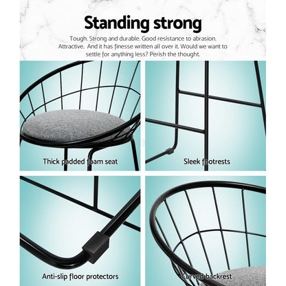 4X Bar Stools Padded Seat Metal