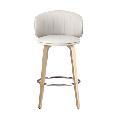 2x Bar Stools Dining Chairs Contoured Leather Wood Stool