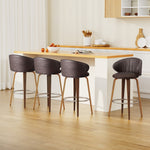 Bar Stools Dining Chairs Contoured Leather Wood Stool