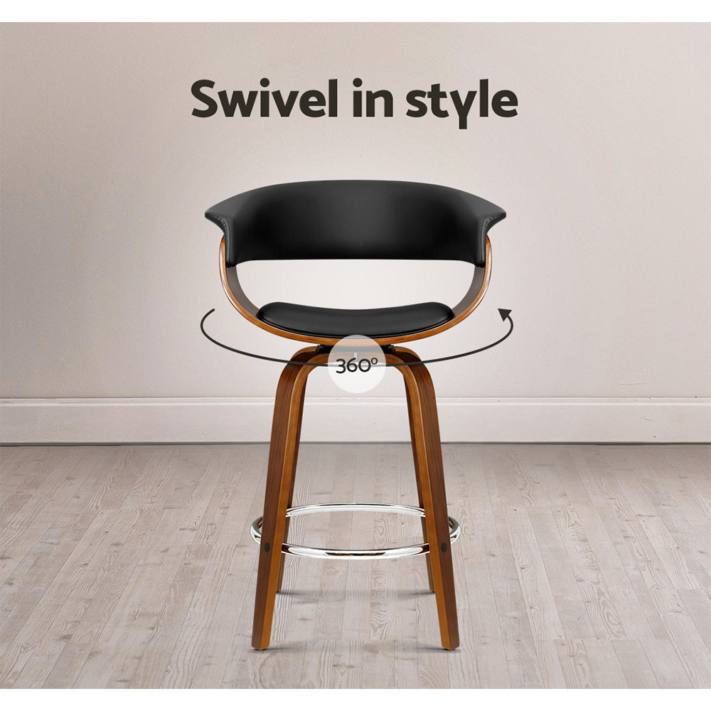 Bar Stools Swivel Pu Seat Wooden