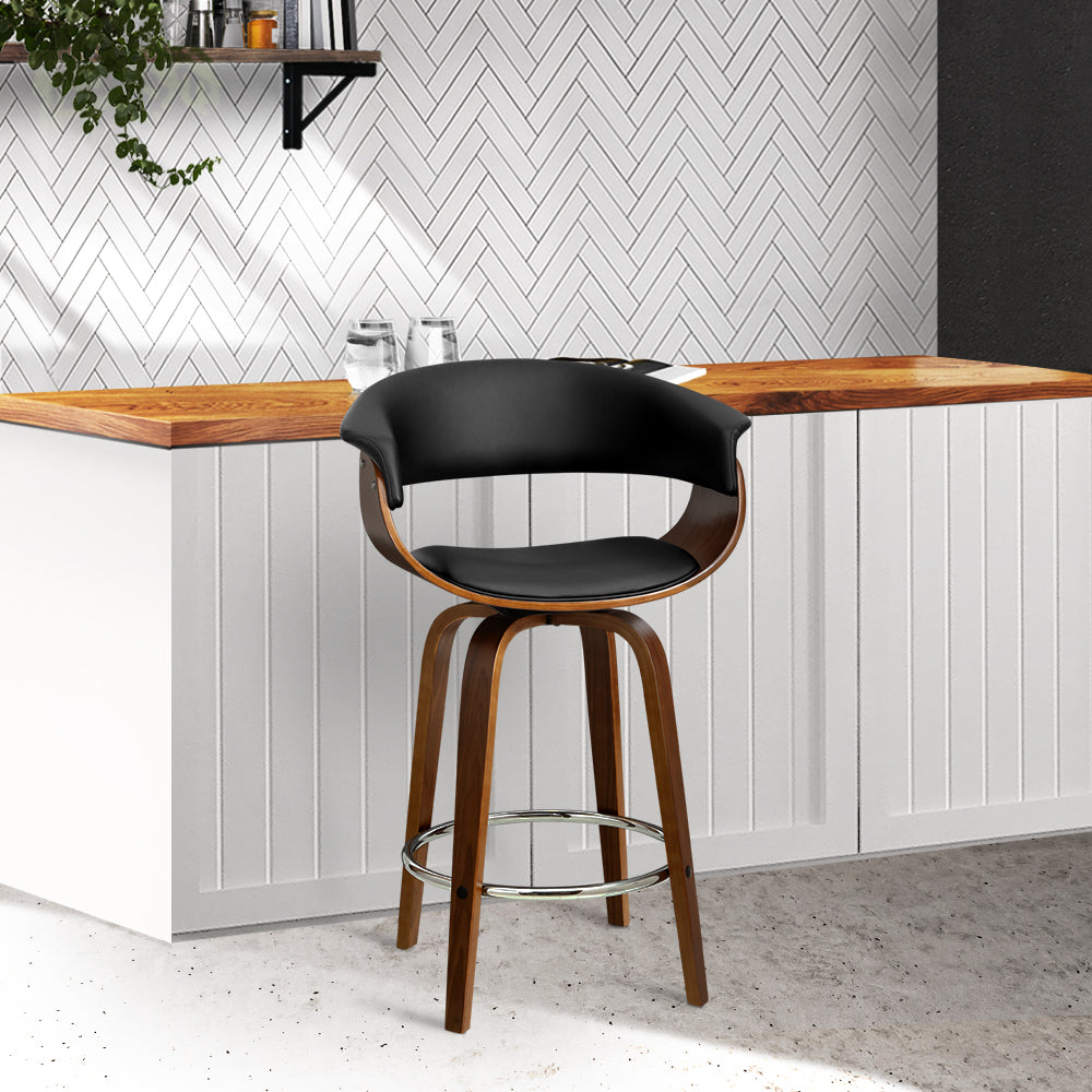 Bar Stools Swivel Pu Seat Wooden