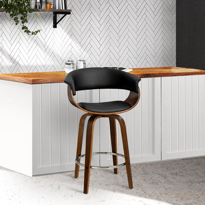 Bar Stools Swivel Pu Seat Wooden