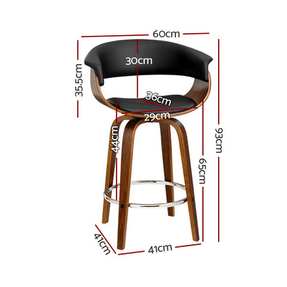 2X Bar Stools Swivel Pu Seat Wooden