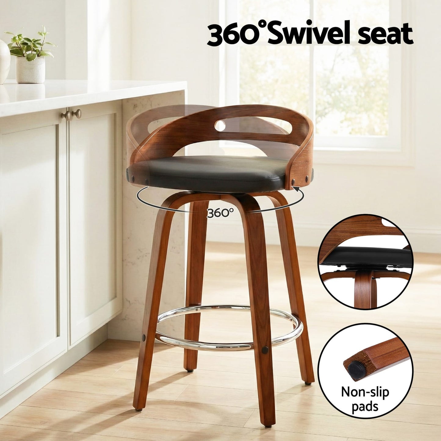 Swivel Bar Stools Low Back 48.5x44.5x78cm