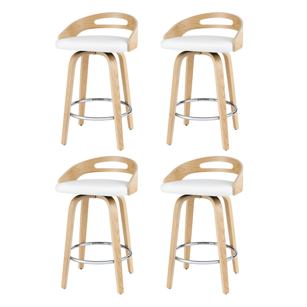  4x Bar Stools Swivel Dining Chairs Low Back Counter Seat PU Cushion