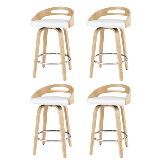  4x Bar Stools Swivel Dining Chairs Low Back Counter Seat PU Cushion