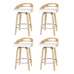  4x Bar Stools Swivel Dining Chairs Low Back Counter Seat PU Cushion