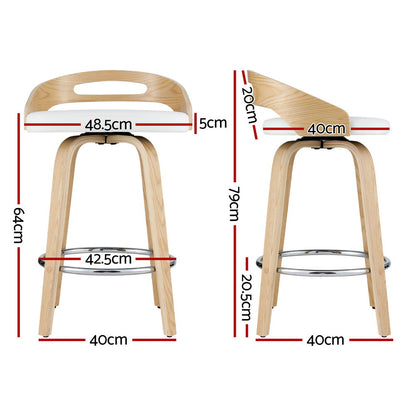  4x Bar Stools Swivel Dining Chairs Low Back Counter Seat PU Cushion