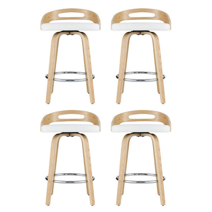  4x Bar Stools Swivel Dining Chairs Low Back Counter Seat PU Cushion